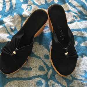 Elegant Black Women's 3” Wedge Sandals from Italy